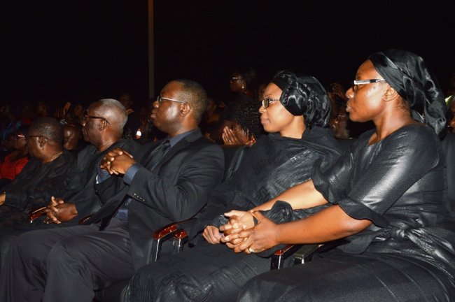 From left, Ambassador Victor Gbeho (Komla's uncle), Prof. Ernest Dumor (Komla's father), Dr. Koshie Dumor (Komla's brother), Kwamsema Dumor (Komla's wife) and Mawuena Trebarh (Komla's sister)