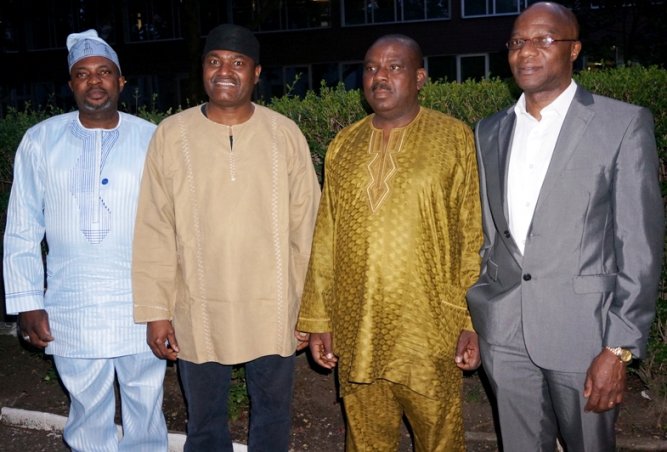 From left: Monsuru Adebola, Femi Awoniyi, Segun Ojo and Isaac Atibioke at the endorsement of Fayemi by Ekiti Diaspora Europe