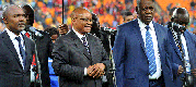 President Zuma, CAF President - Issa Hayatou and Chairperson of LOC - Chief Mwelo Nonkonyane at the AFCON Opening Ceremony