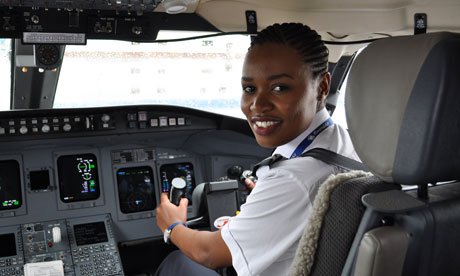 Rwanda's first female pilot, Esther Mbabazi, 24, said 'being a pilot really was my childhood dream'.