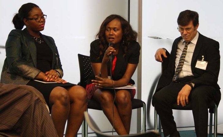 Toyin Odusina (centre) speaking during an event organised by the Engineering Forum of Nigeria (UK)