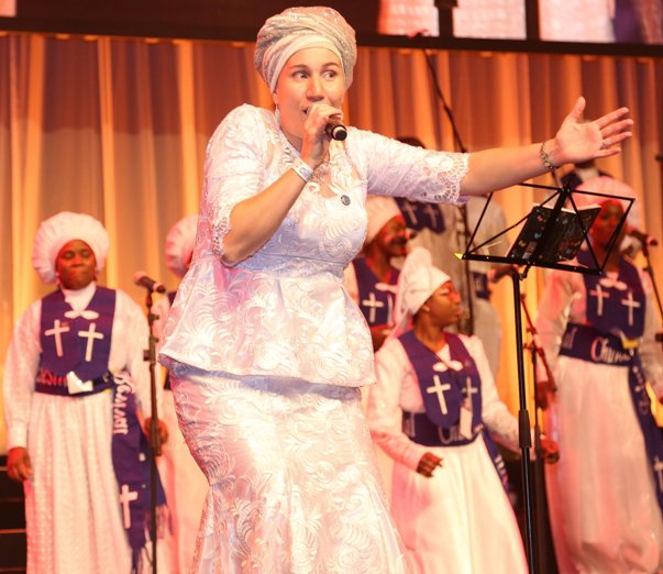 Evangelist Dorien Jacobs a.k.a Oyinbo Jesu performing.jpg