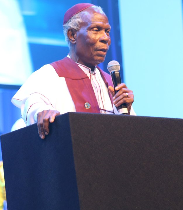 Supreme Head of the Cherubim & Seraphim Unification Church - Prophet (Dr) Adegboyega Alao addressing the gathering.jpg