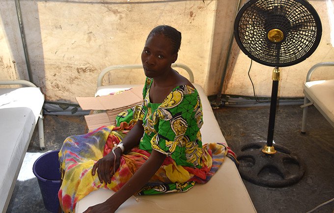 Yana Duka is one of 35 cholera patients in a provisional health facility in Muna camp. She lost her pregnancy after falling ill.