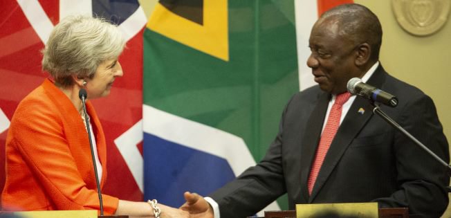 UK's Prime Minister - Theresa May and South Africa's President Cyril Ramaphosa