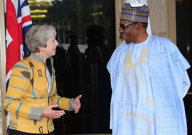 UK's Prime Minister - Theresa May and Nigeria's President Muhammadu Buhari