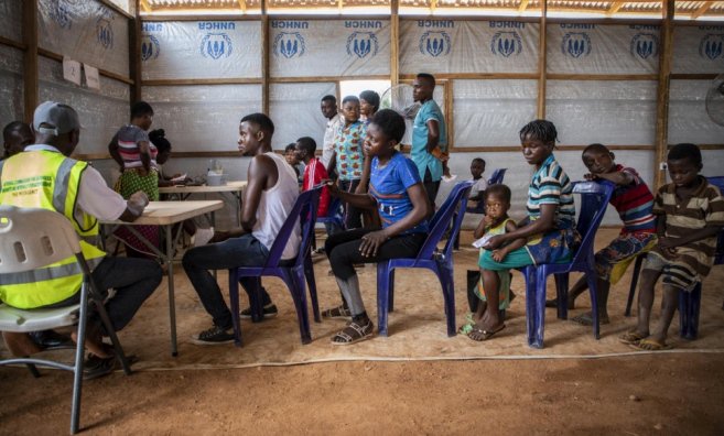 Anglophone refugees from Cameroon are registered by UNHCR staff at Okende Settlement in Ogoja, Nigeria, April 2019