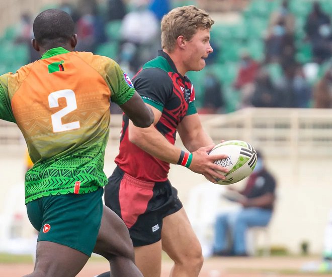 Kenya's Dominic Coulson in action against Zambia