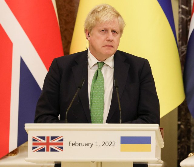 Prime Minister Boris Johnson in Kiev, Ukraine in Feb 2022