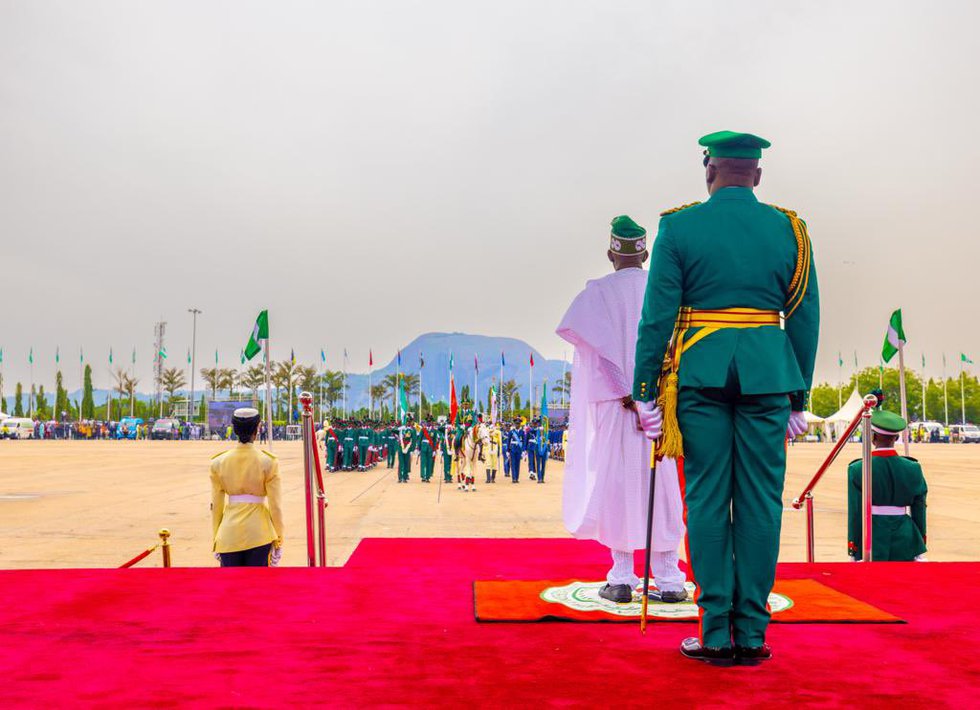 President Bola Ahmed Tinubu watching the military parade
