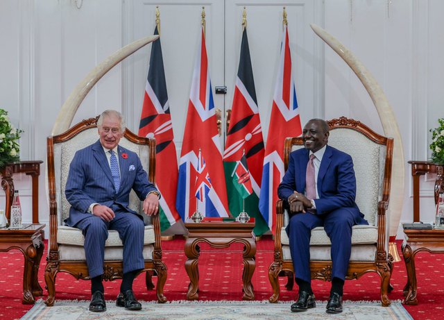 King Charles and President Ruto during the King's October 2023 visit to Kenya