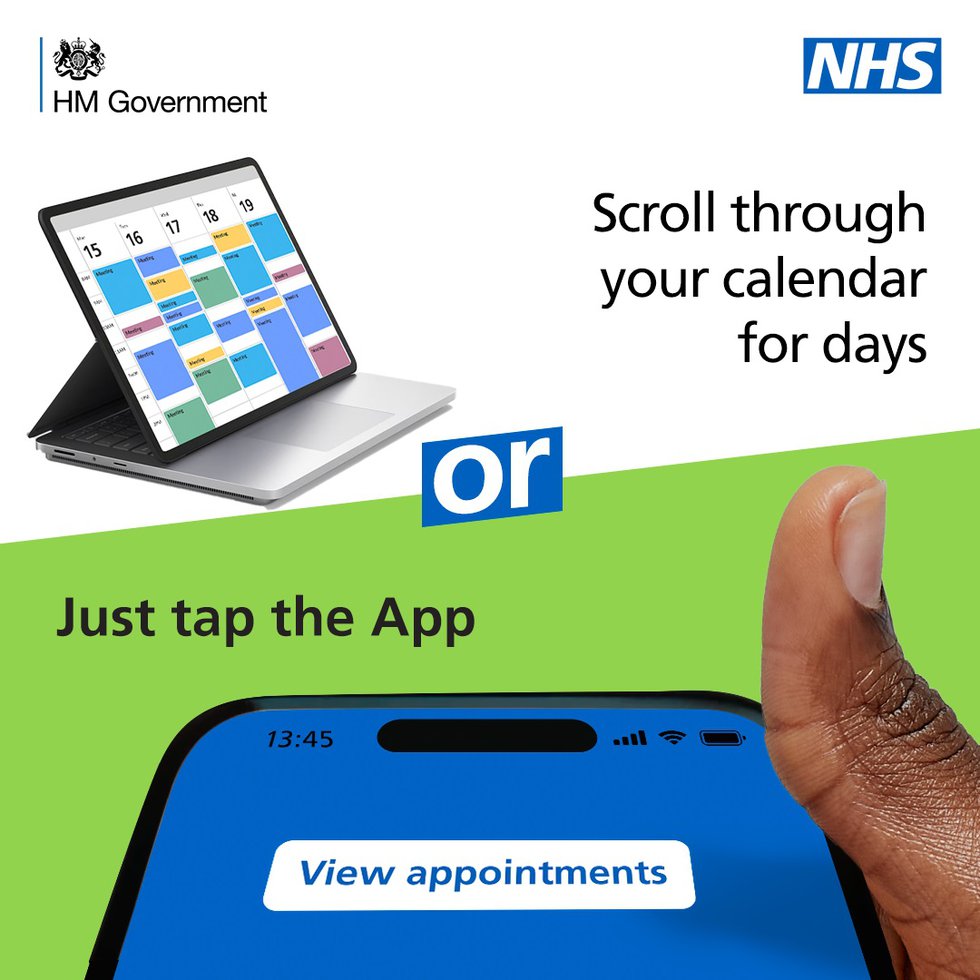 Scroll through calendar or tap the NHS App
