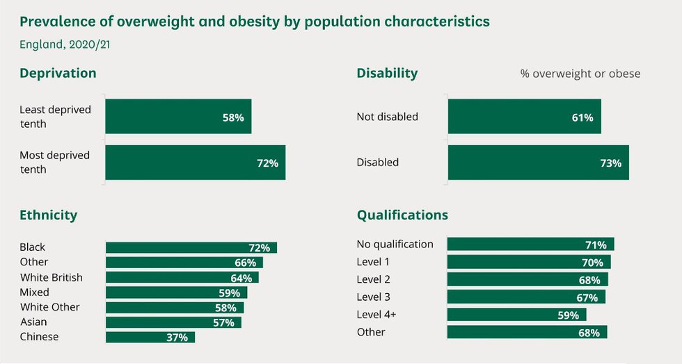 Obesity in England by Population characteristics 20-21
