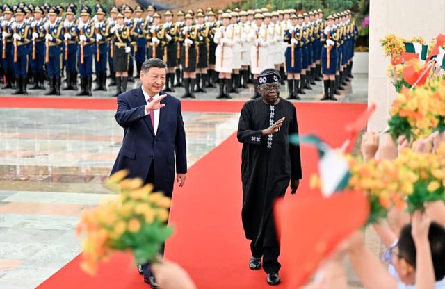 President Tinubu arrives at the Great Hall for a meeting with President Xi Jinping